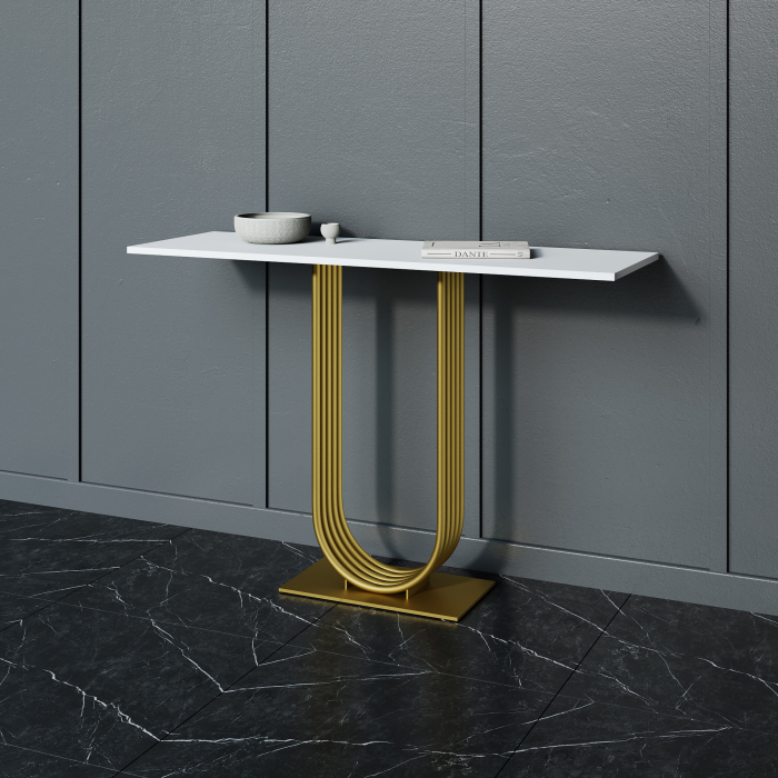 Журнальные столики, Стол консольный с металлическим подстольем ARFEO (Золотой) 80*35*120