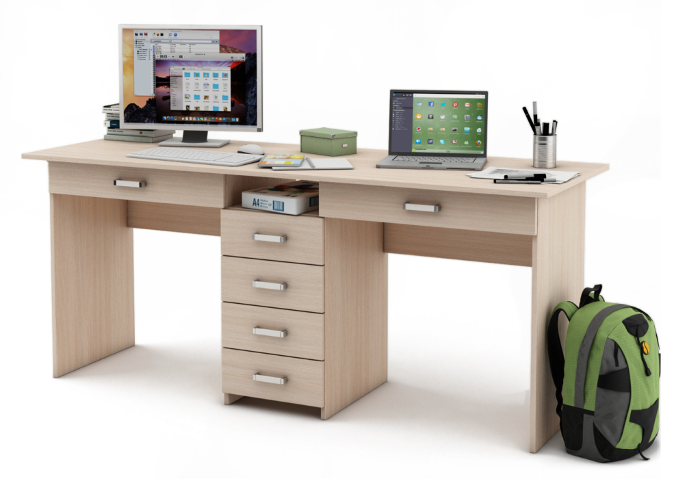 Детские парты, столы и стулья, Письменный стол с ящиками Лайт 11Я для двоих