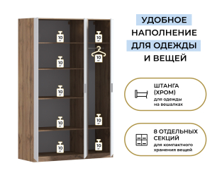 Шкаф трехдверный Макс 1500 мм, вариант №3 (ЛДСП, корпус дуб вотан)