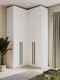 Угловой шкаф для одежды распашной с ящиками и антресолью, София, 2600х1300х1300мм