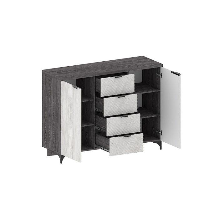 Комоды, Комод Шаде КМ-2903, черный ясень, санторини белый