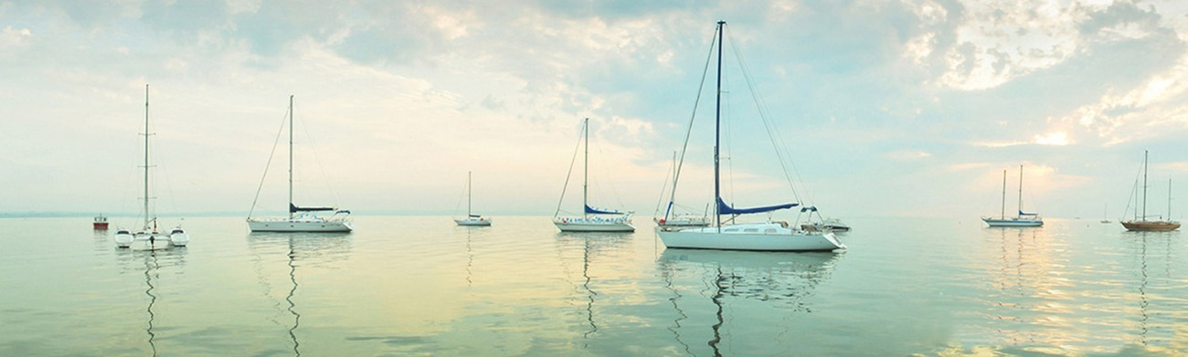 Стеновые панели из АБС-пластика, Кухонный фартук Яхты 3000x600x1.5 мм глянец