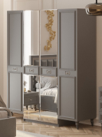 Шкафы распашные, Шкаф в спальню 4х дверный Валенсия (серебро)