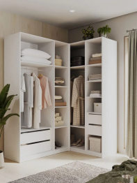 Угловой шкаф для одежды распашной с ящиками, София, 2200х1700х1300мм