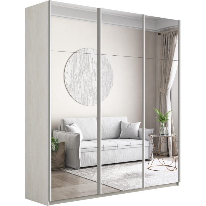 Шкафы-купе 3-х дверные, Шкаф-купе Широкий Прайм 3-х дверный Зеркала/Доводчики 240х57х230