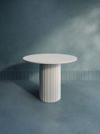 Обеденные столы, Стол круглый обеденный с белым металлическим подстольем TRUBIS Wood L 100