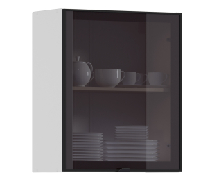 Регина РП-60 Полка Белый/Витрина алюминий Черный матовый/стекло Бронза