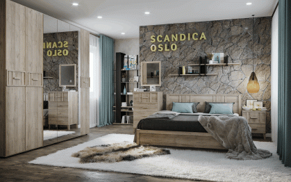 Спальня Scandica Oslo (модуль 307) Кровать 160*200 с орт.осн.