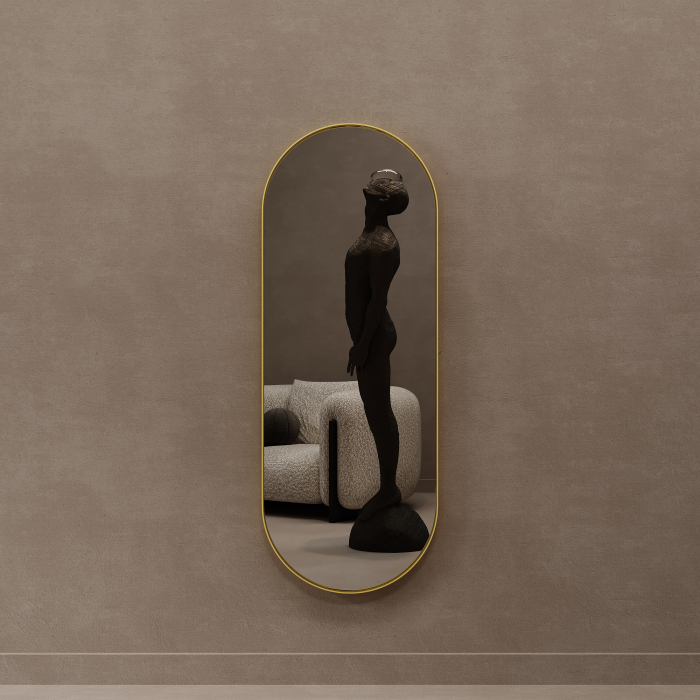 Зеркала в спальню, Дизайнерское настенное зеркало GENGLASS Nolvis M в металлической раме