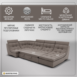 П-образный диван Монако-4 ППУ, велюр