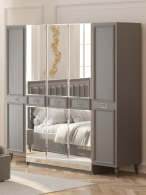 Шкафы распашные, Шкаф в спальню 5-ти дверный Валенсия (серебро)