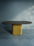 Обеденные столы, Стол овальный обеденный с металлическим золотым подстольем 200*90*75