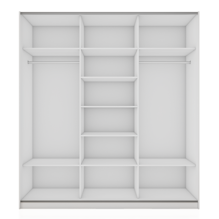 Шкафы-купе 3-х дверные, Шкаф-купе Прайм 3-х дверный Зеркала/Стекло белое/Доводчики 210х57х230