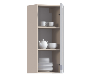 Регина РП-140 Полка Песочный/Витрина алюминий Белый глянец/стекло Сатин