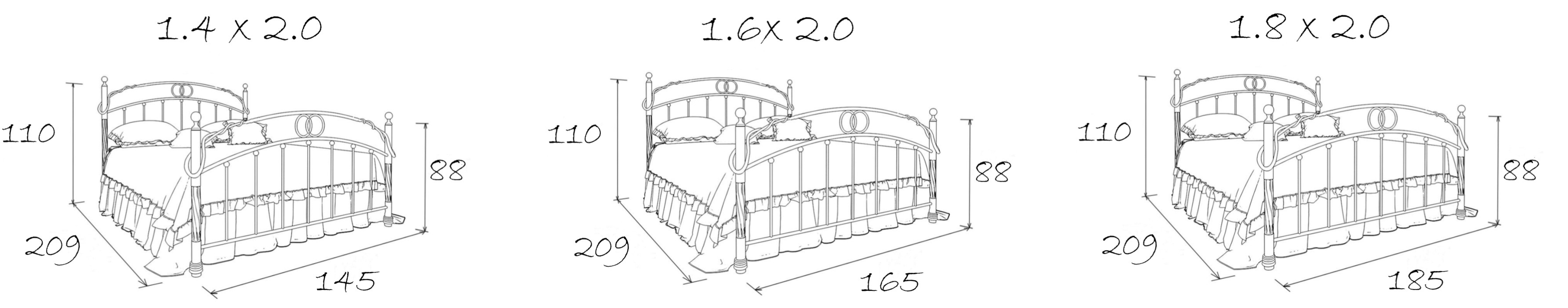 Двуспальные, Кованая кровать Симона 1.8 с двумя спинками