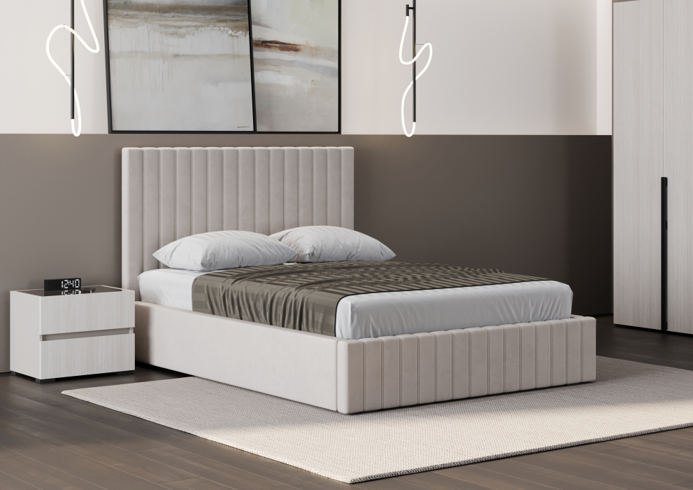 Мягкая кровать, Кровать двуспальная Болонья велюр с ПМ 160х200 см