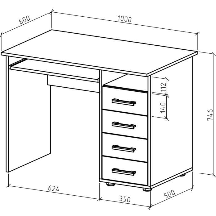 Прямые, Письменный стол Остин-3К