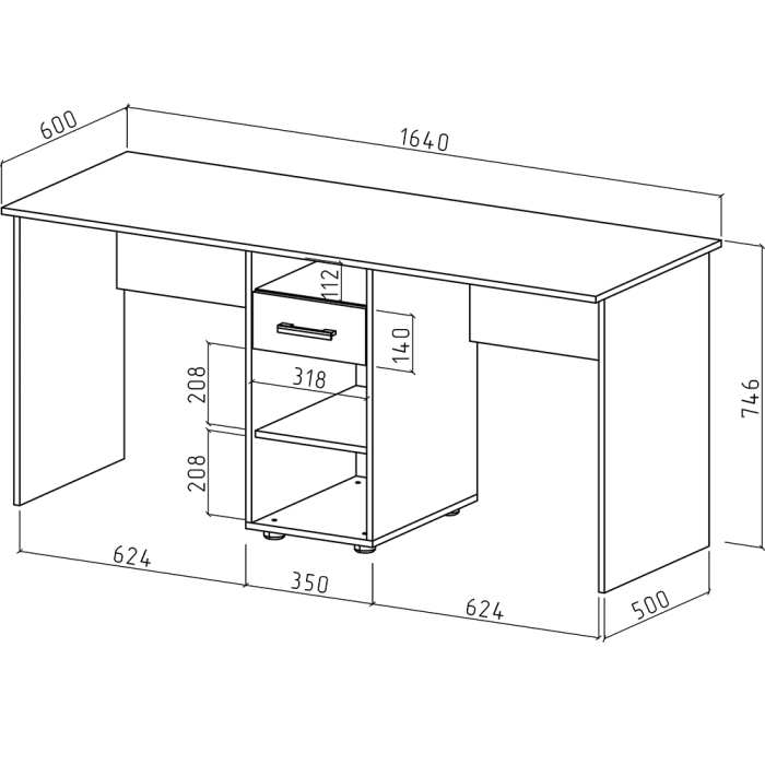 Прямые, Письменный стол Остин-7