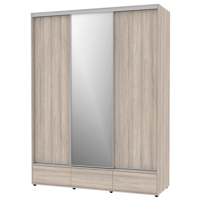 Шкафы-купе 3-х дверные, Шкаф-купе 3-дв  MOD 1800 зеркало/лдсп  (в2390*ш1800*г620)