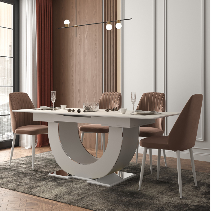 Обеденные столы, Стол Монако, столешница керамогранит (1600/2000х900х820) серебро