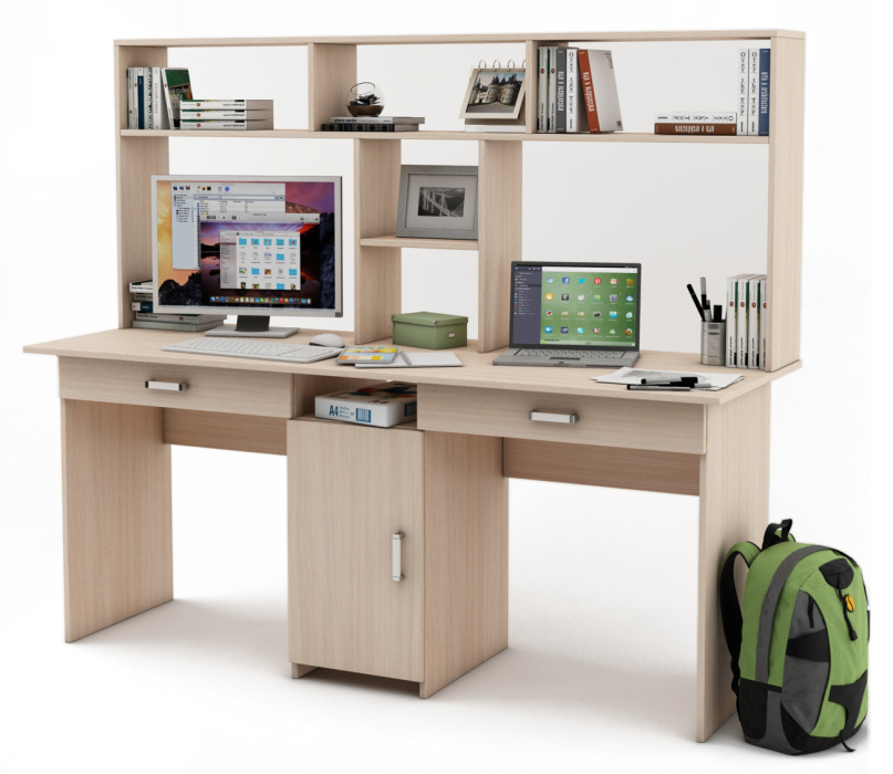 Прямые, Письменный стол Лайт-10Я с надстройкой