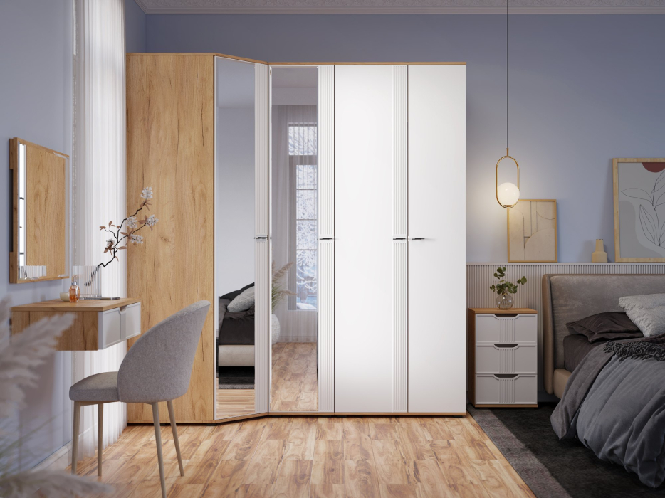 Угловые шкафы, Шкаф угловой Эмилия ЭЛ-17К с зеркалом