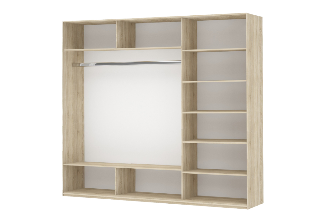 Шкафы-купе 3-х дверные, Шкаф Прайм трио 1ДСП+2 зеркало 2300х2100х570