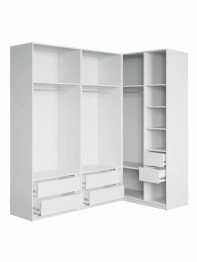 Угловой шкаф для одежды распашной с ящиками, София, 2200х2100х1300мм