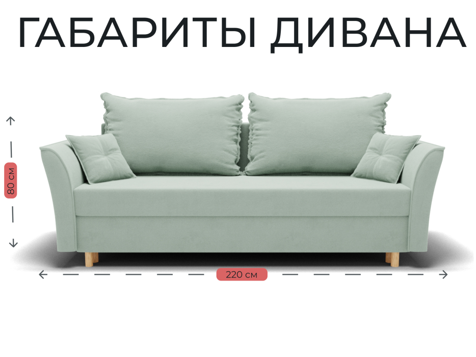 Диваны еврокнижки, Прямой диван Наоми,НПБ,еврокнижка,велюр