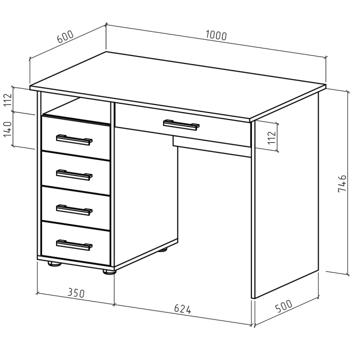 Прямые, Письменный стол Остин-4Я