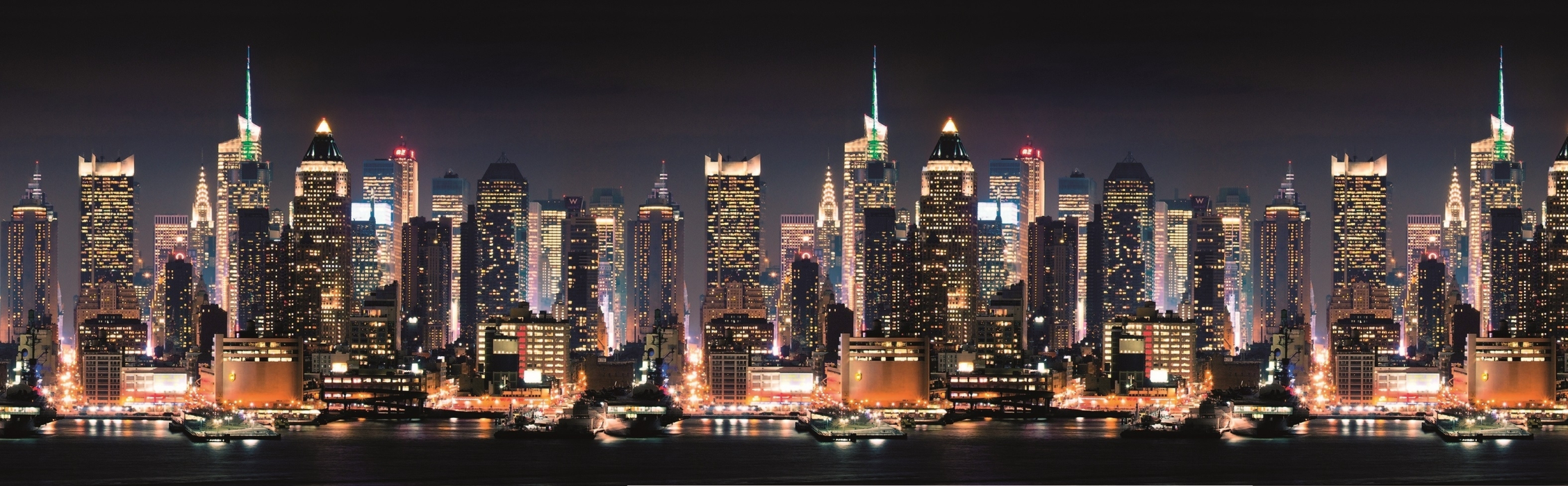 Стеновые панели из АБС-пластика, Кухонный фартук Ночной город 3000x600x1.5 мм глянец