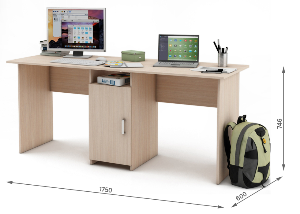 Прямые компьютерные столы, Письменный стол Лайт 10 для двоих