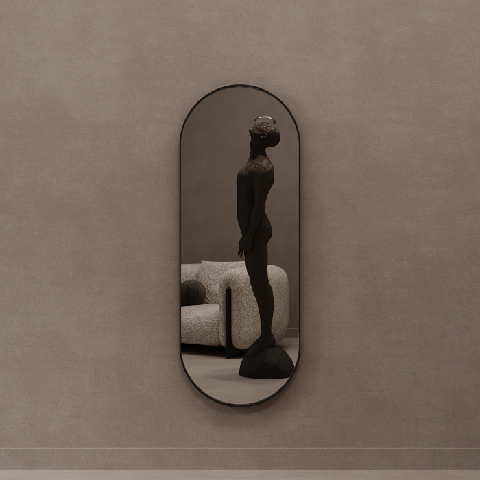 Зеркала в спальню, Дизайнерское настенное зеркало GENGLASS Nolvis M в металлической раме