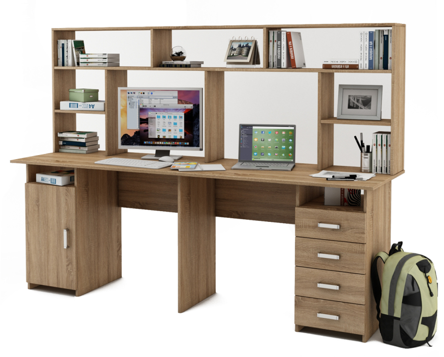 Прямые, Письменный стол Лайт-13 с надстройкой