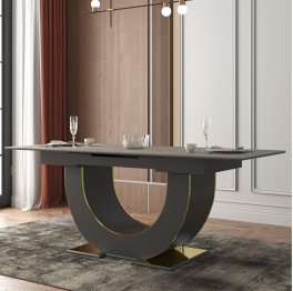 Стол Монако, столешница керамогранит (1600/2000х900х820) золото