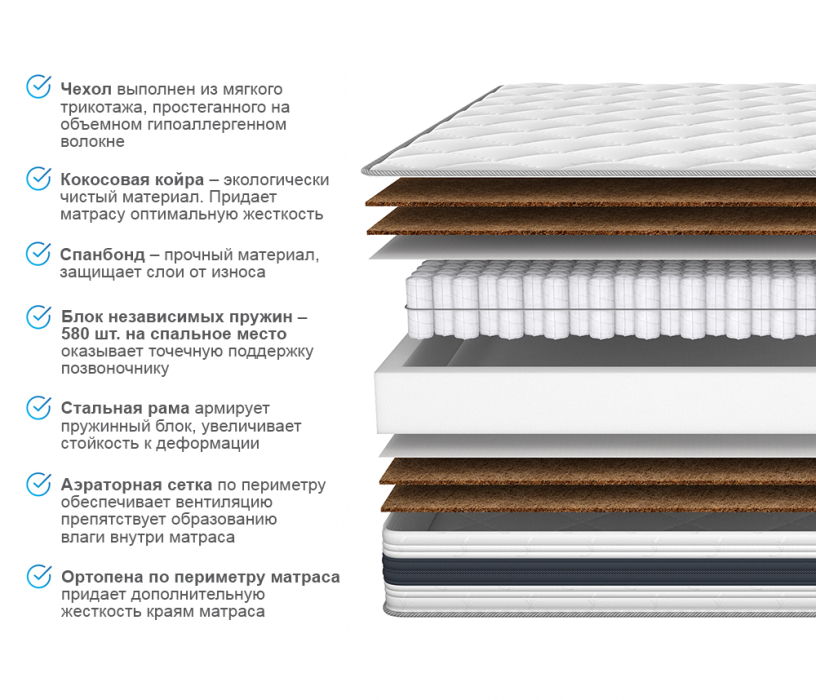 900 x 2000, Матрас ARMOS Ясон Hard (Трикотаж 3D) 90х200 см