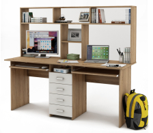 Прямые, Письменный стол Лайт-11К с надстройкой