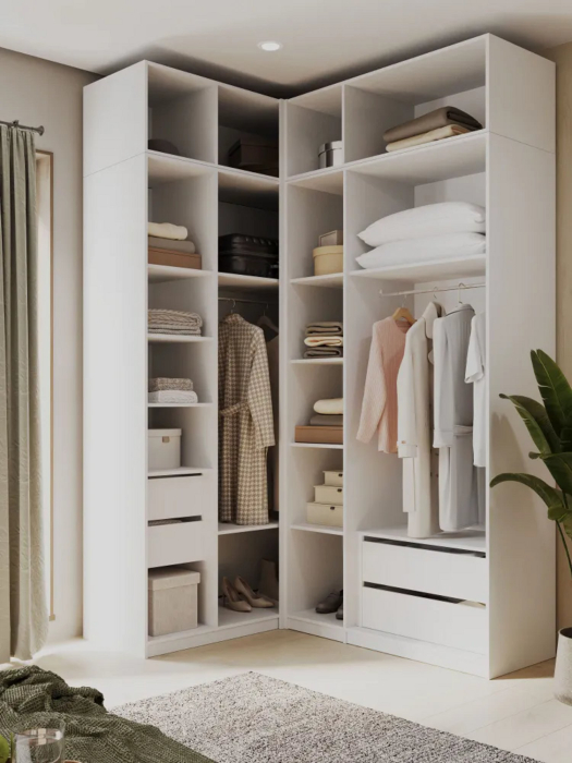 Угловые шкафы, Угловой шкаф для одежды рапсашной с ящиками и антресолью София 2600х1700х1300 мм