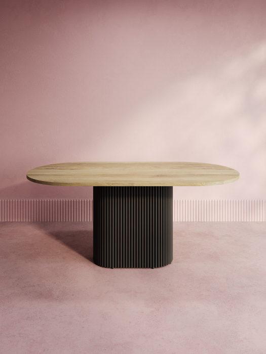 Обеденные столы, Стол овальный обеденный с металлическим черным подстольем 180*90*75