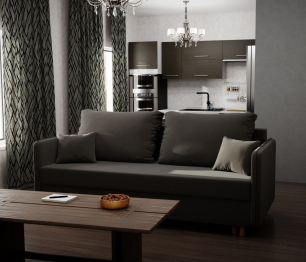 Прямой диван Комфорта,еврокнижка,велюр