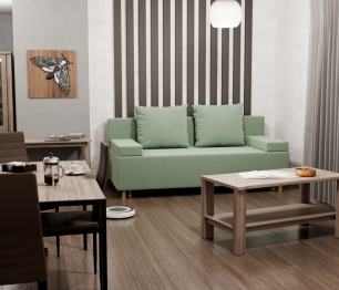 Прямой диван Инди,еврокнижка,велюр