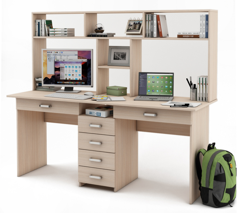 Прямые, Письменный стол Лайт-11Я с надстройкой