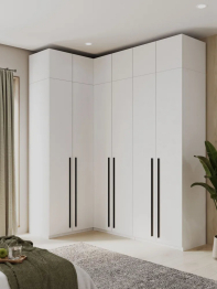 Угловой шкаф для одежды распашной с ящиками и антресолью София 2600х2100х1300 мм