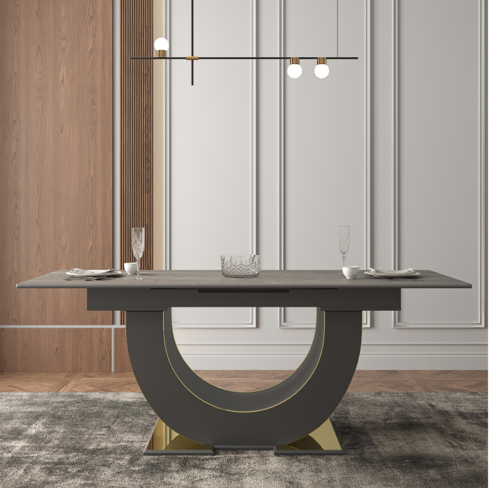 Обеденные столы, Стол Монако, столешница керамогранит (1600/2000х900х820) золото