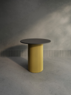 Обеденные столы, Стол круглый обеденный с золотым металлическим подстольем TRUBIS Wood L 80