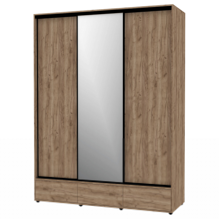 Шкафы-купе 3-х дверные, Шкаф-купе 3-дв  MOD 1800 зеркало/лдсп  (в2390*ш1800*г620)