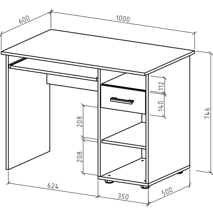 Прямые, Письменный стол Остин-1К