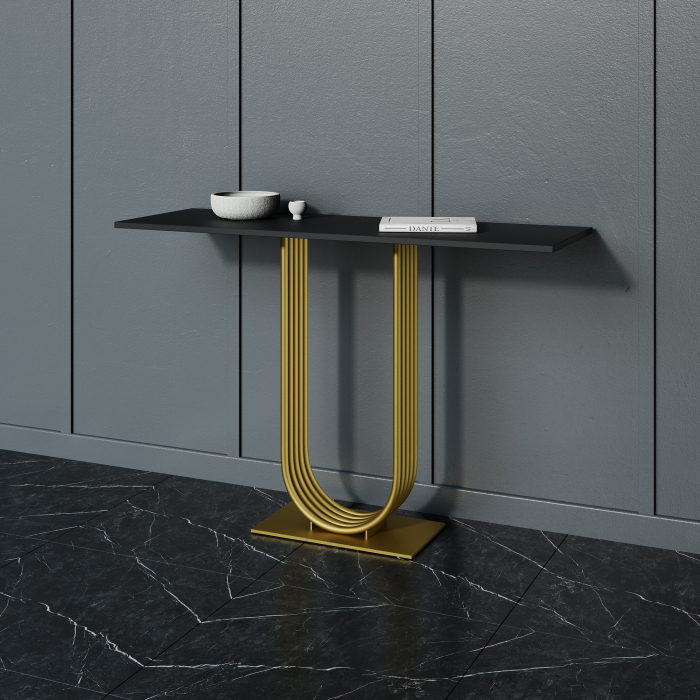 Журнальные столики, Стол консольный с металлическим подстольем ARFEO (Золотой) 80*35*120
