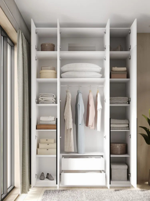 Шкафы, Шкаф для одежды распашной с ящиками 4-х дверный с антресолью, София, 2600х1600х520 мм