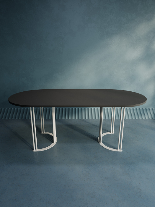 Обеденные столы, Стол овальный обеденный с белым металлическим подстольем VIOLUR 200